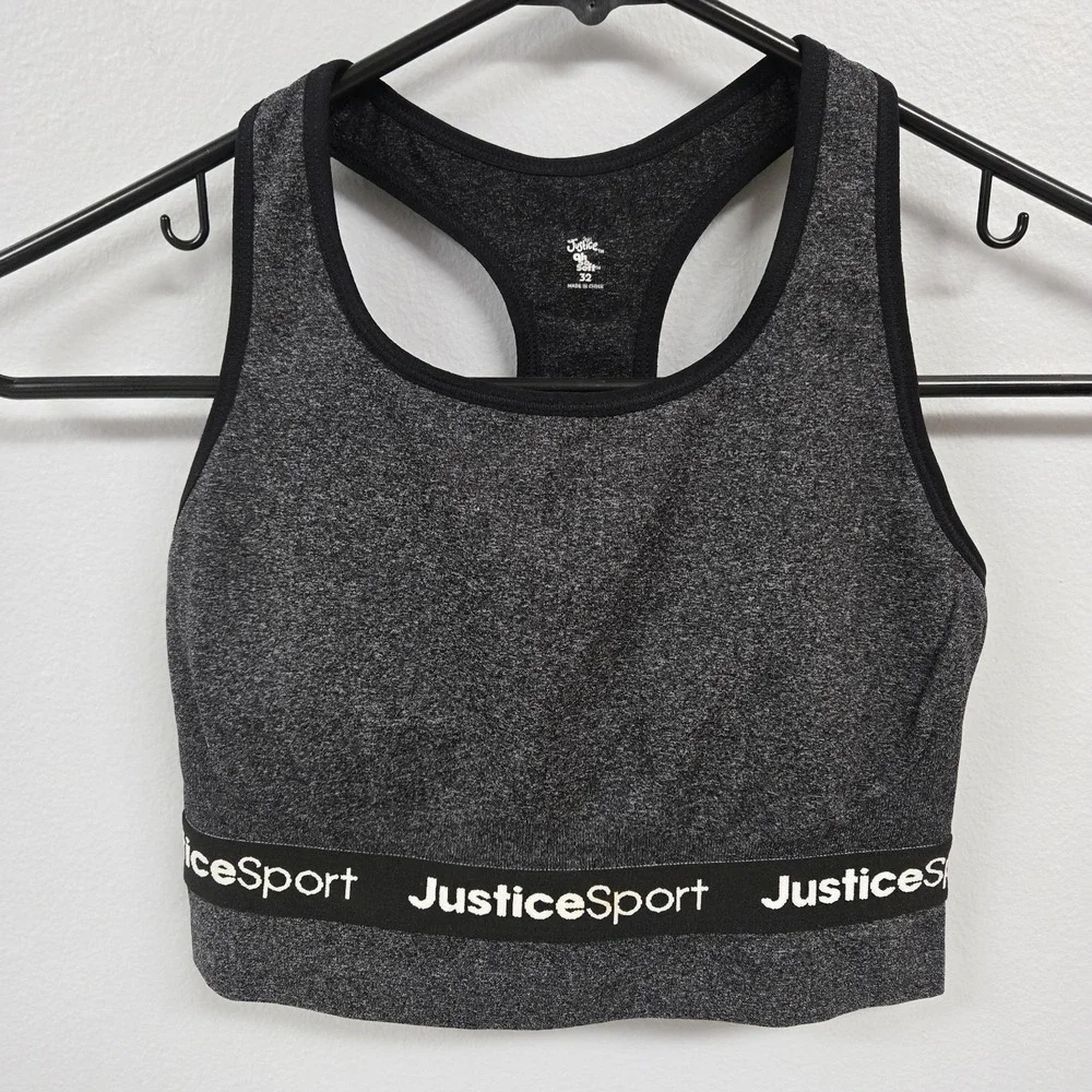 Justice Leo & Crop Top Sports Bra Lot Dance Gymnastics Cap Sleeve Bow Back Black